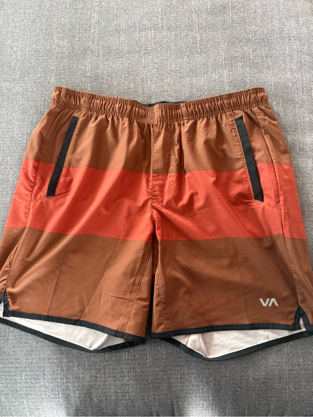 RVCA Brown and Orange Striped  Shorts